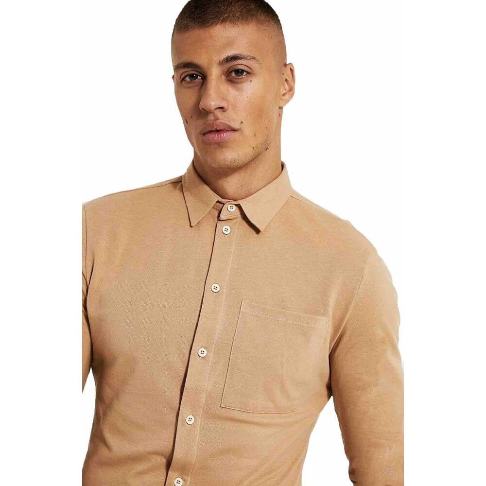 Saddlebred Men’s Long Sleeve Button Up shirt wrinkle free Orange Size L